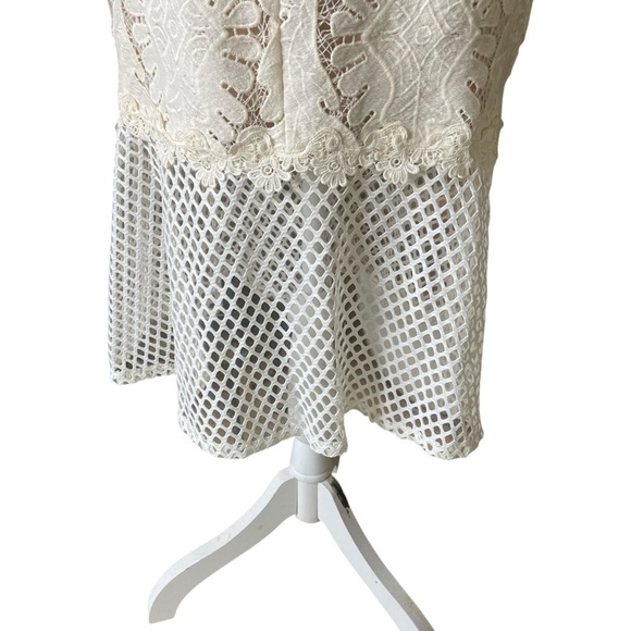 Jax Womens White Lace Overlay Midi Dress Size 4 Nude Shell Sleeveless Bridal - Picture 8 of 16